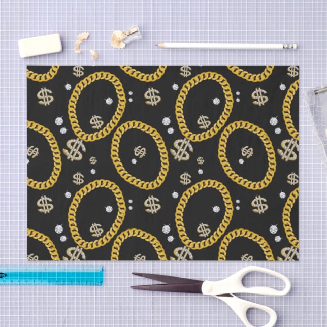 Papel De Seda  90's Hip Hop Rap Music Gold Cuban Link Chain (Artesanía)