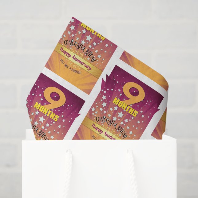 Papel De Seda 9 Meses Aniversario de la Recuperación Negrita Núm (Bolsa de regalo)