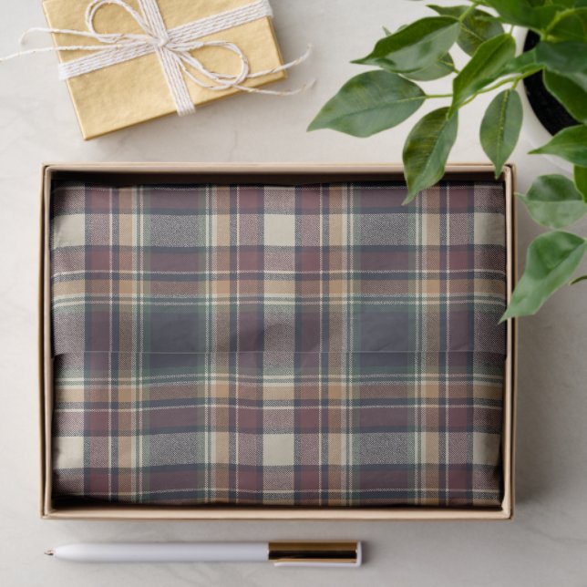 Papel de seda a cuadros azul clásico verde oscuro  (Regalo )