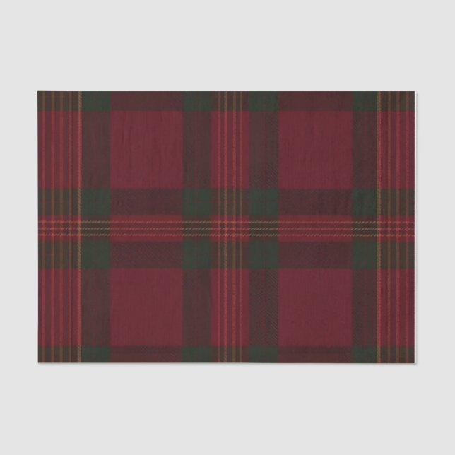Papel de seda a cuadros borgoña y verde (Anverso)