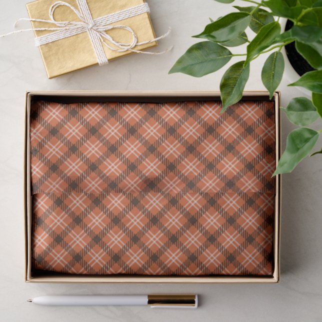 Papel de seda a cuadros negro y naranja (Regalo )