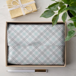 Papel de seda a cuadros verde menta y gris