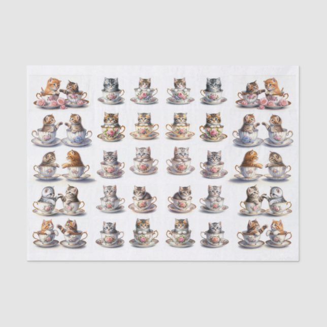 Papel De Seda A Cute Set of Teacup Kitten (Left & Right Facing) (Anverso)