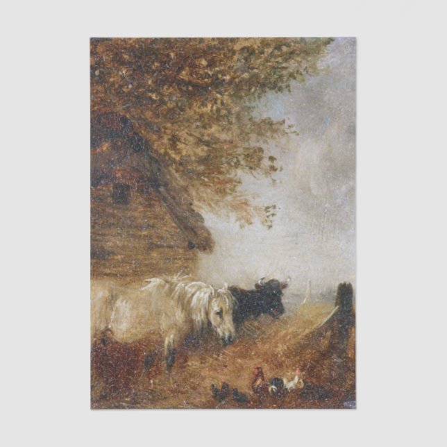 Papel De Seda A Pony and a Cow by a Shed by Edmund Bristow (Anverso)