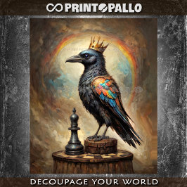 Papel De Seda A Rainbow Raven King of Chess - Tissue Paper