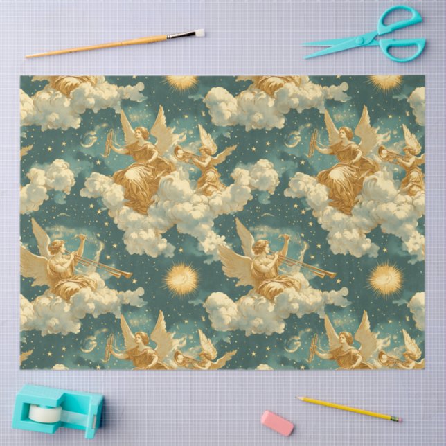 Papel De Seda A Singing Angel Choir Series Design #13 (Artesanía)