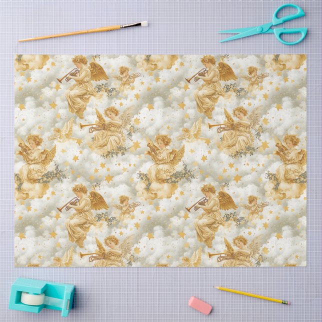 Papel De Seda A Singing Angel Choir Series Design #15 (Artesanía)