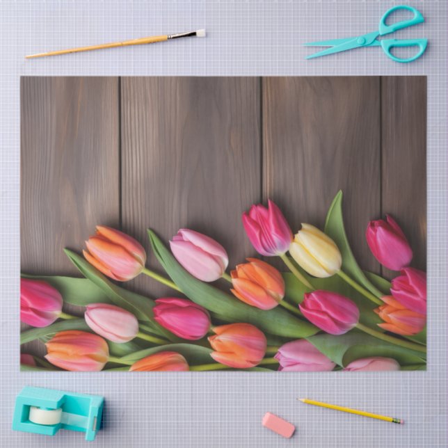 Papel De Seda A Wood and Tulip Series Design #6 (Artesanía)