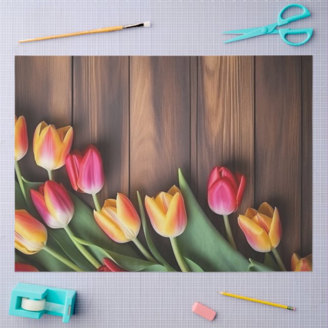 Papel De Seda A Wood and Tulip Series Design #7 (Artesanía)