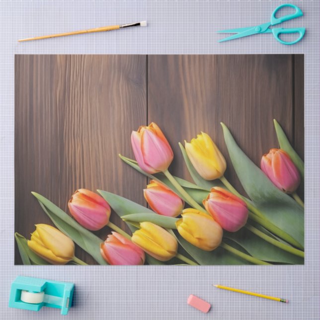 Papel De Seda A Wood and Tulip Series Design #8 (Artesanía)