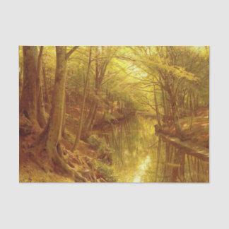 Papel De Seda A Woodland Stream by Peder Mork Monsted