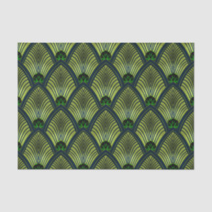 Papel De Seda Abanico Art Déco en verde lima metálico con ráfaga