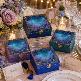 Papel De Seda Abanico Indigo Celestial con Filigrana de Oro