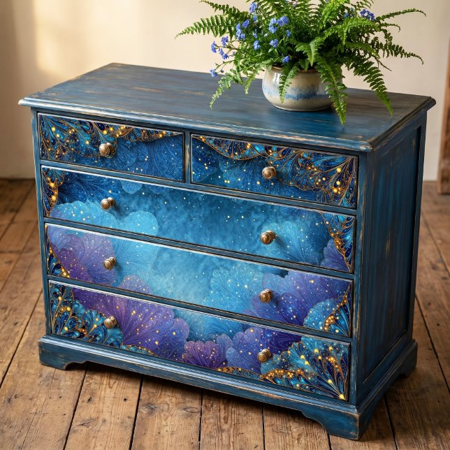 Papel De Seda Abanico Indigo Celestial con Filigrana de Oro (Subido por el creador)