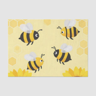 Papel De Seda Abanicos de Abejas Flores de Girasol Patrón de Pan