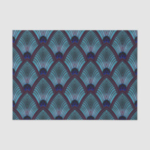 Papel De Seda Abano de ráfaga de sol Art Deco en azul metálico