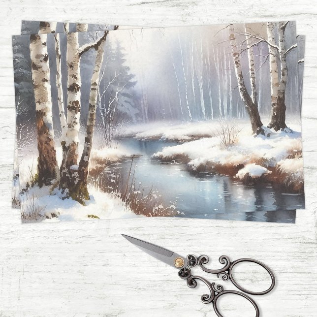 Papel De Seda Abedul de río de invierno decoupage (Subido por el creador)
