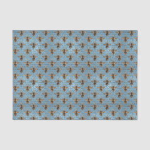 Papel De Seda Abeja azul y oro de época