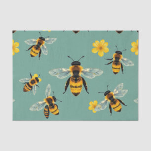 Papel De Seda Abeja Carpintera Acuarela Realista Panal 