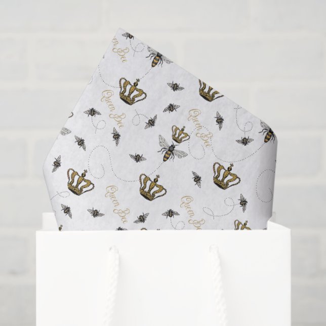Papel De Seda Abeja de la reina real del Día de la Madre blanco  (Bolsa de regalo)