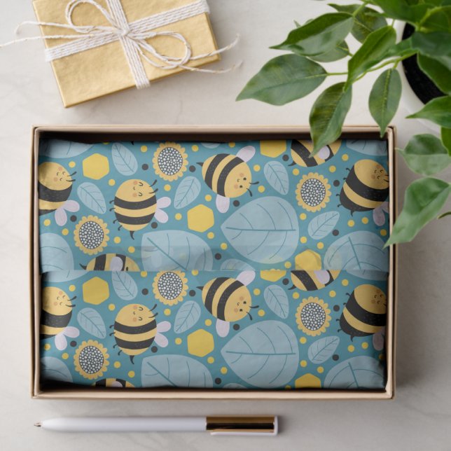 Papel De Seda Abeja de miel y girasoles (Regalo )