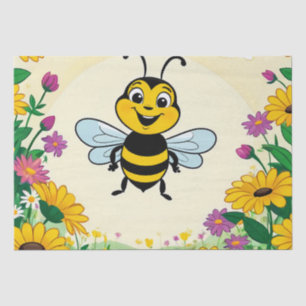 Papel De Seda Abeja Feliz En Flores Coloridas