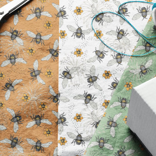 Papel De Seda Abeja Melífera Zumba Verde Salvia de Moda para Ver
