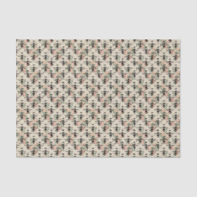 Papel De Seda Abeja Reina Floral Rosa (Anverso)