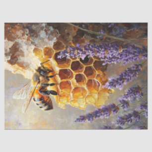 Papel De Seda Abeja sobre el peine de miel con descomposición de