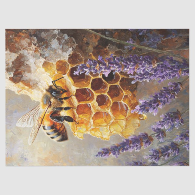 Papel De Seda Abeja sobre el peine de miel con descomposición de (Anverso)