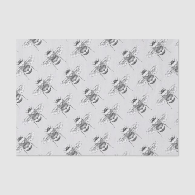 Papel De Seda Abejas de burbujas de época y grises (Anverso)