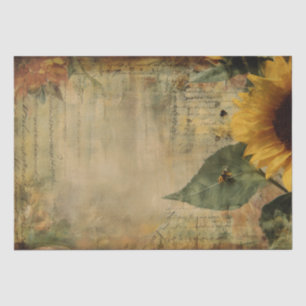 Papel De Seda Abejas de Girasol Decoupage de Efímera Vintage Bas