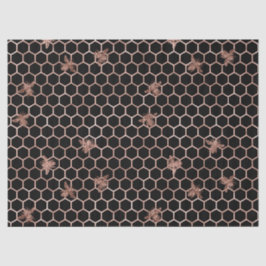 Papel De Seda Abejas de oro y panza Rosa en negro