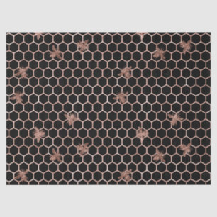Papel De Seda Abejas de oro y panza Rosa en negro