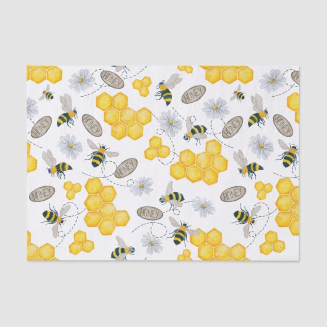 Papel De Seda Abejas, flores y miel (Anverso)