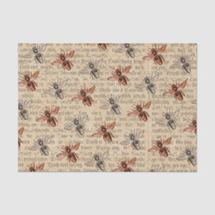 Papel De Seda Abejas grandes de cobre y negro