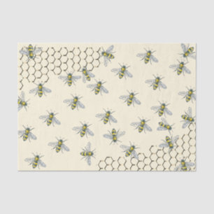 Papel De Seda Abejas heráldicas británicas y Honeycomb en amaril