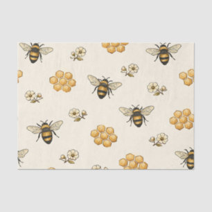 Papel De Seda Abejas Melíferas y Patrón Continuo de Panal