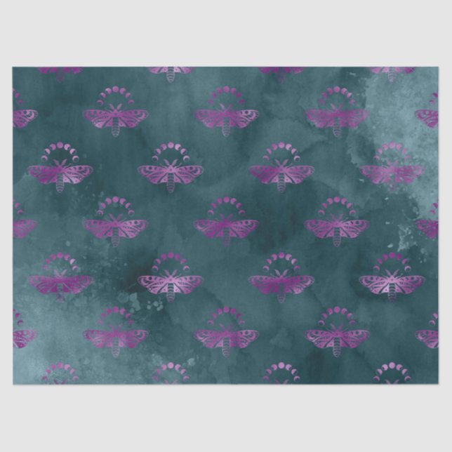 Papel De Seda Abejas púrpuras en descomposición Verde azulada (Anverso)