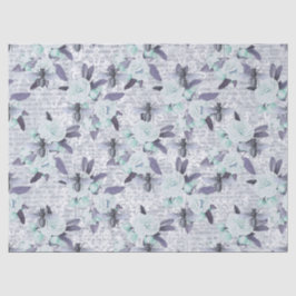 Papel De Seda Abejas púrpuras y descomposición floral verde de m