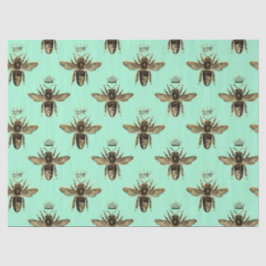 Papel De Seda Abejas reina marrones en un verde oscuro