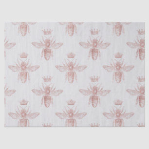 Papel De Seda Abejas reina rosadas en blanco