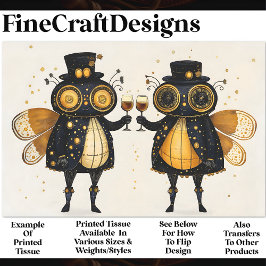 Papel De Seda Abejas Steampunk Brindando con Vino AM8 Decoupage