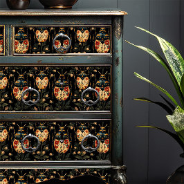 Papel De Seda Abetos florales amarillos de época negras artesaní