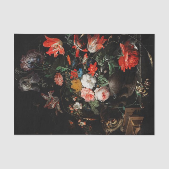 Papel De Seda Abraham Mignon El Bouquet Girado. Floral (Anverso)