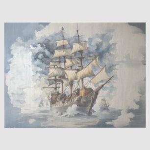 Papel De Seda Abrazo del Dreadnought Marrón Barco de Guerra Azul