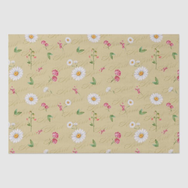 Papel De Seda Abril Mes de Nacimiento Flores Daisy Sweet Pea (Anverso)