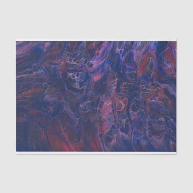 Papel De Seda Abstracción acrílica de la Mármol Rojo Azul y Viol (Anverso)