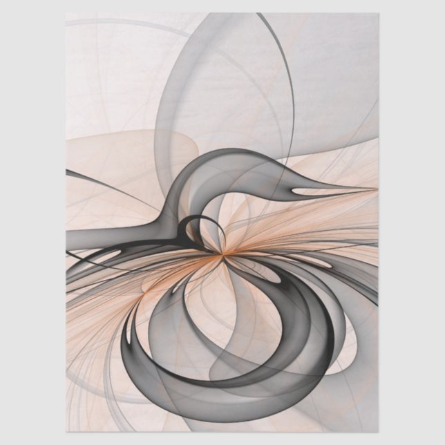 Papel De Seda Abstract Anthracite Gray Sienna Modern Fractal Art (Anverso)