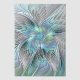 Papel De Seda Abstract Blue Green Butterfly Fantasy Fractal Art